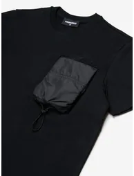 تيشيرت أطفال بجيوب لون أسود - 2