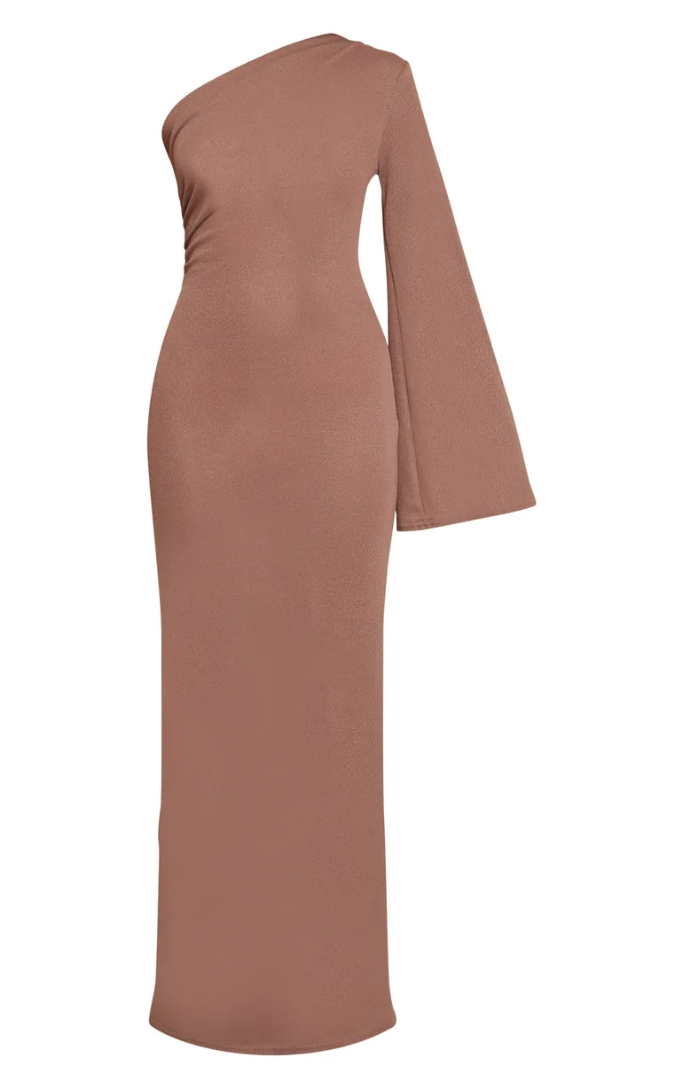 Taupe Textured Jersey Asymmetric Maxi Dress Prettylittlething Brown : Day  Dresses : VogaCloset Jordan