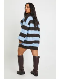 Plus Chunky Knit Oversized Crew Neck Jumper - blue - 1