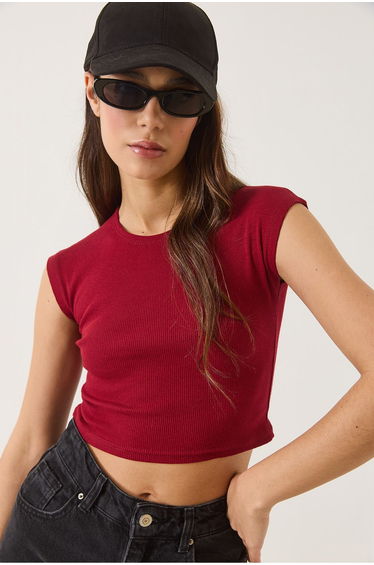 Women's Crew Neck Short Sleeve Basic Camisole Crop Top T-Shirt