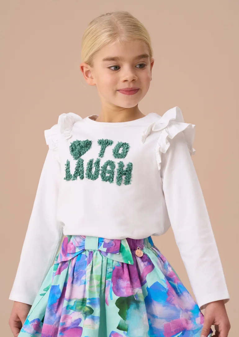 بلوزة بأكمام طويلة بأكتاف بكشكش 