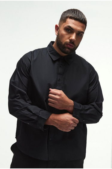 Plus Oversized Fit Oxford Shirt In Black