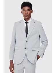 بليزر بدلة بقصة مستقيمة بصف أزرار - رمادي