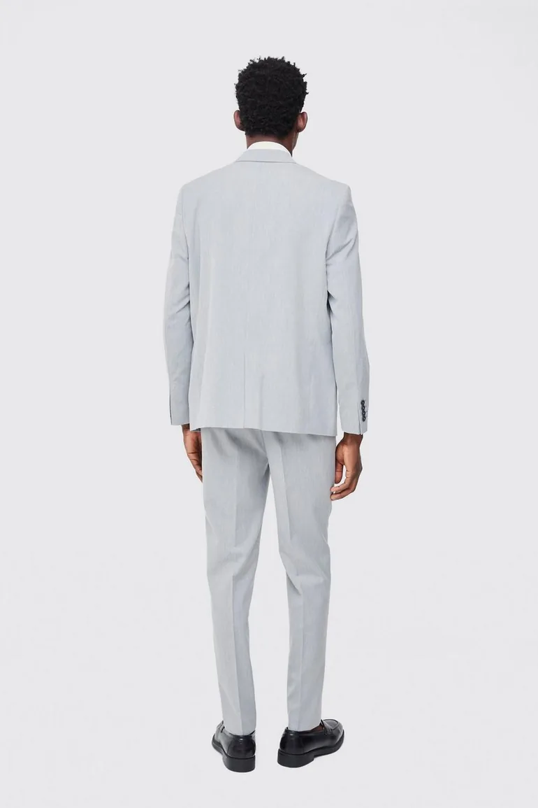 بليزر بدلة بقصة مستقيمة بصف أزرار - رمادي - 1