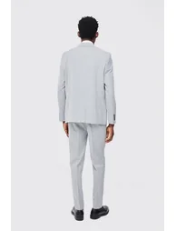 بليزر بدلة بقصة مستقيمة بصف أزرار - رمادي - 1