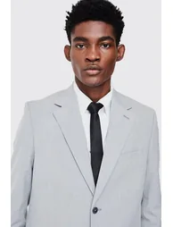 بليزر بدلة بقصة مستقيمة بصف أزرار - رمادي - 2