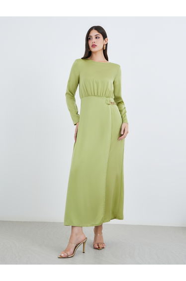 Green Chain Accent A-Line Maxi Dress