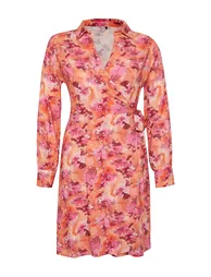 Trendyol Curve Plus Pink Floral A-Line Wrap Midi Dress - 1