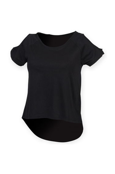 Skinni Fit Womens/Ladies Drop Tail T-Shirt - Black
