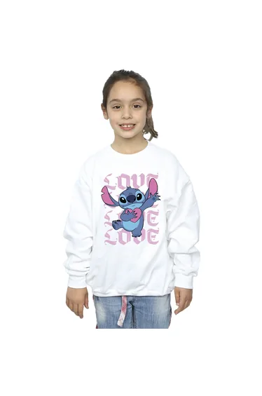 Lilo & Stitch Girls Valentine Love Sweatshirt - White