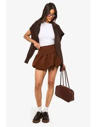 تنورة قصيرة منفوخة - بني