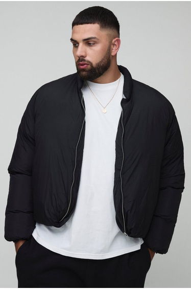 Plus Mono Padded Oversized Bomber Jacket - black