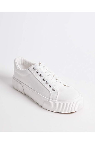 Canvas Trainer Chunky Ribbed Sole ExWide