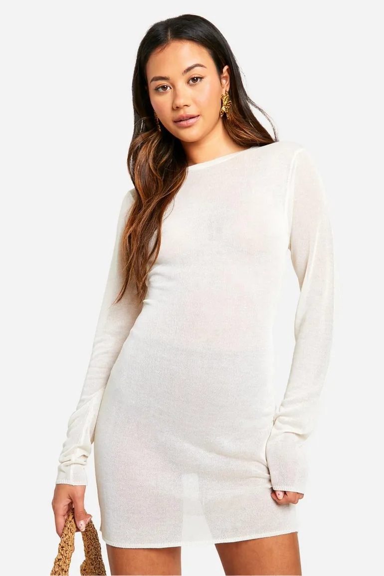 long sleeve v neck mini dress Drama Vibes Plunging Neck Long Sleeve Mini Dress