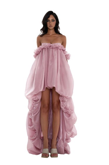 Brooklyn Pink Glossy Bubble Hem Mini Dress