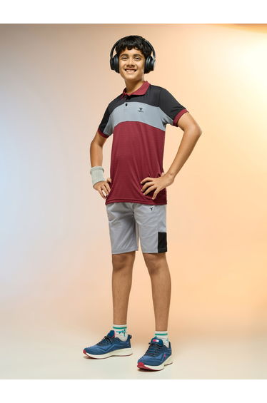 Boys Slim Fit Color Block Polo T-Shirt
