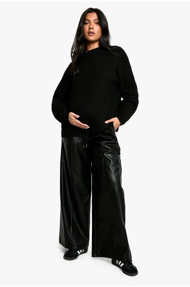 Maternity Elasticated Waist Pu Wide Leg Jogger