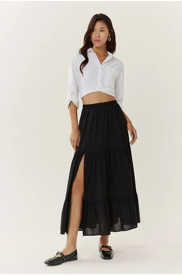 Tiered Midaxi Skirt with Elastic Waist