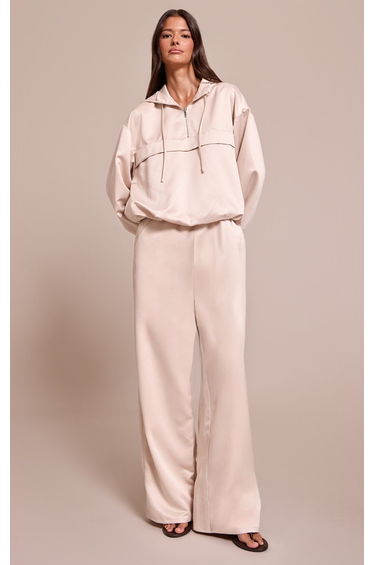 Oyster Satin Wide Leg Trousers