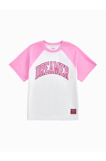Unisex Short Sleeve T-Shirt With Contrast Sleeves And Front Print