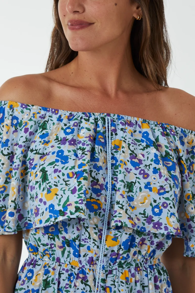 Bardot Ruffle Midi Dress - 2