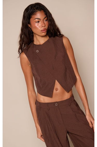 Dark Chocolate Tailored Woven Waistcoat Co-ord