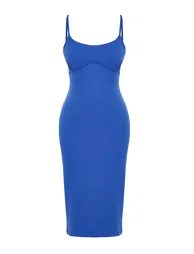 Saks Fitted Midaxi  Strap Ribbed Flexible Knitted Dress - 6
