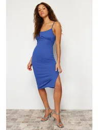 Saks Fitted Midaxi  Strap Ribbed Flexible Knitted Dress - 1