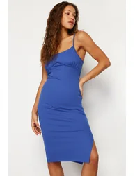 Saks Fitted Midaxi  Strap Ribbed Flexible Knitted Dress - 2