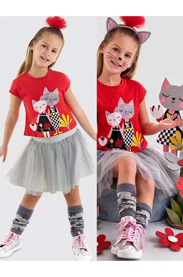 Bestie Cats Girls T-shirt Tulle Tutu Skirt Ta