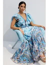 Virginia Floral Print V-neck Maxi Dress - 1