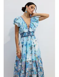 Virginia Floral Print V-neck Maxi Dress - 7