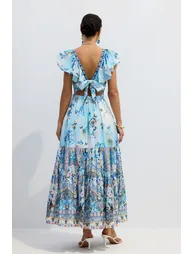 Virginia Floral Print V-neck Maxi Dress - 4