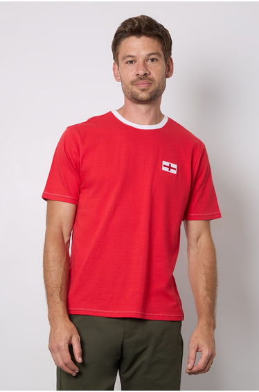 Red England Chest Badge Crew Neck T-Shirt