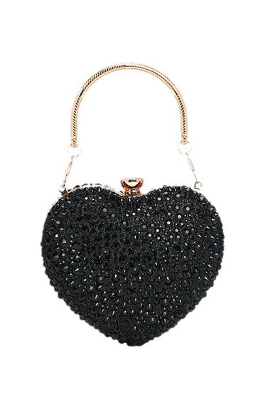 Heart Shaped Rhinestone Clutch Purse