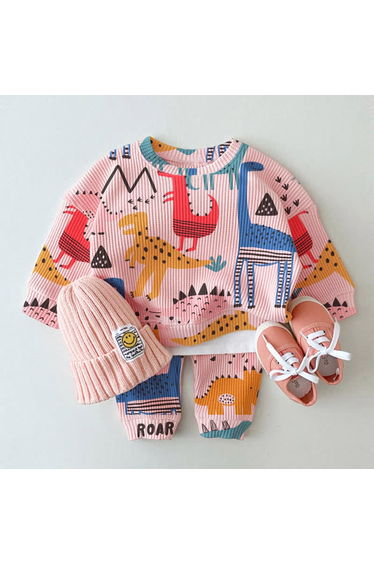 Baby Dinosaur Pink Waffle 2-piece Set