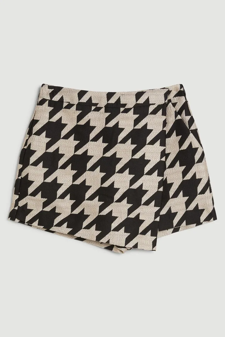 Tailored Houndstooth Jacquard Skort - 3