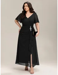 ever MARIEL|Side Split Chiffon Ruffle Sleeve Dress - 9