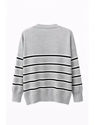 MIXRAY Women's Striped V-Neck Cardigan - 2