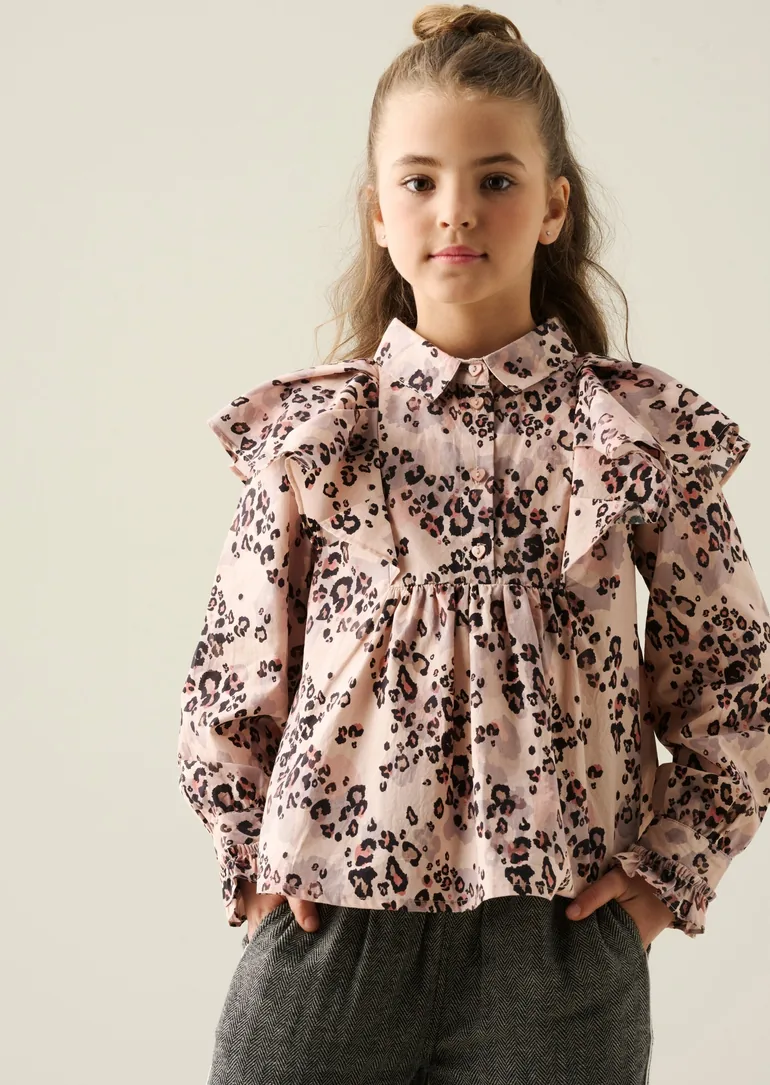 Elle Cape Collar Animal Print Shirt - 1