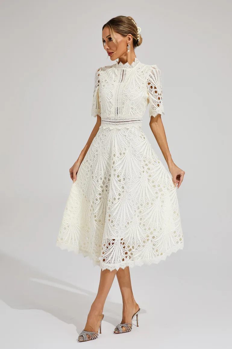 Freeman White Cut Out Midi Dress - 1