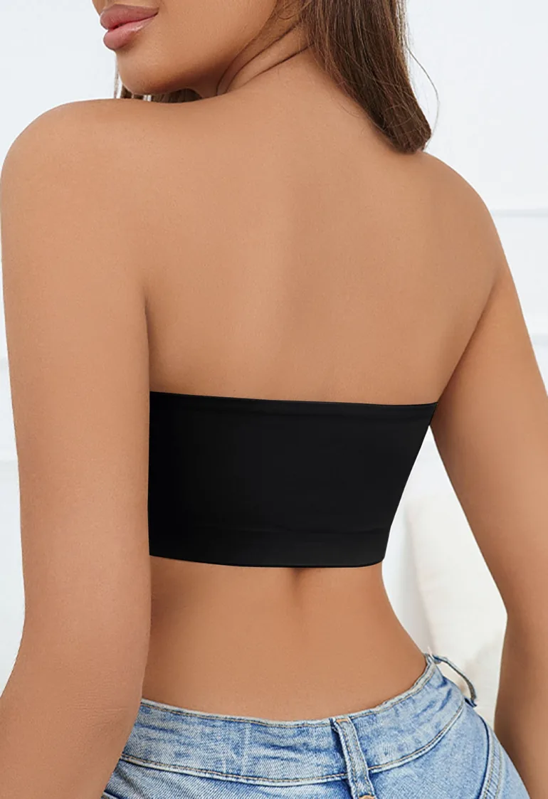 Strapless Bandeau Bra Top in Black - 1