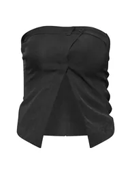 Black Woven Tailored Asymmetric Hem Bandeau - 4