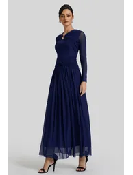 Solid Gathering Knotted Midi Dress - 6