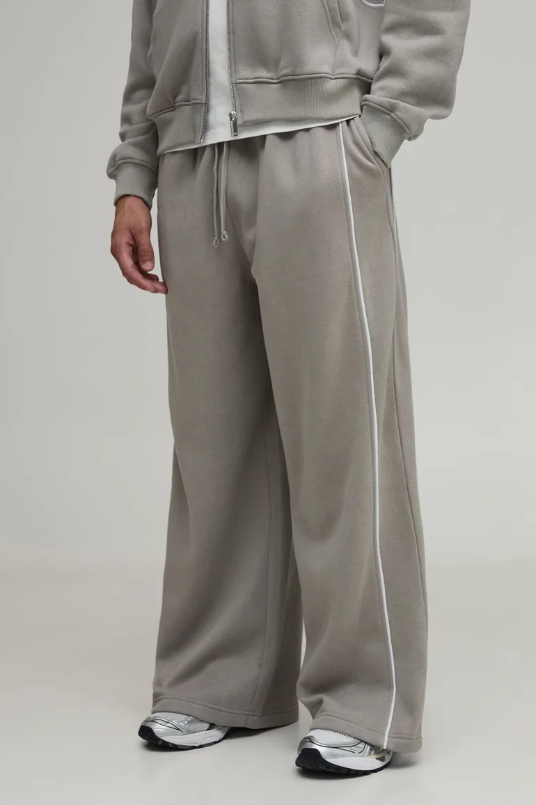 Extreme Wide Leg Piping Jogger - grey - 1