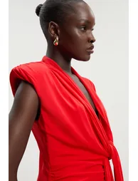 Plunge Ruched Twist Jersey Maxi Dress - 1