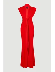 Plunge Ruched Twist Jersey Maxi Dress - 3