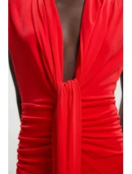 Plunge Ruched Twist Jersey Maxi Dress - 2