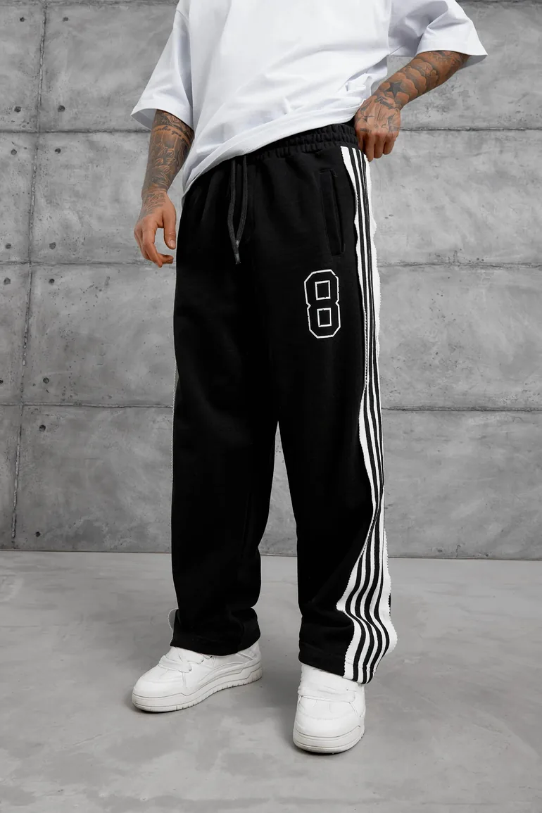 NOMARC Wide-Leg Striped Drawstring Sweatpants