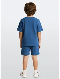 Çapa Boy's Blue Towel Shorts T-shirt Set - 1
